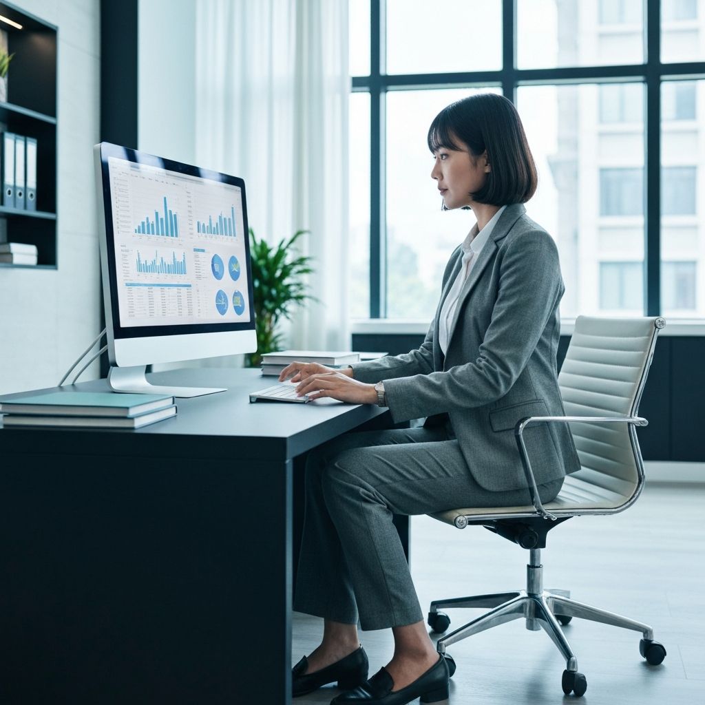 Especialista financiero analizando proyecciones de flujo de caja en computadora